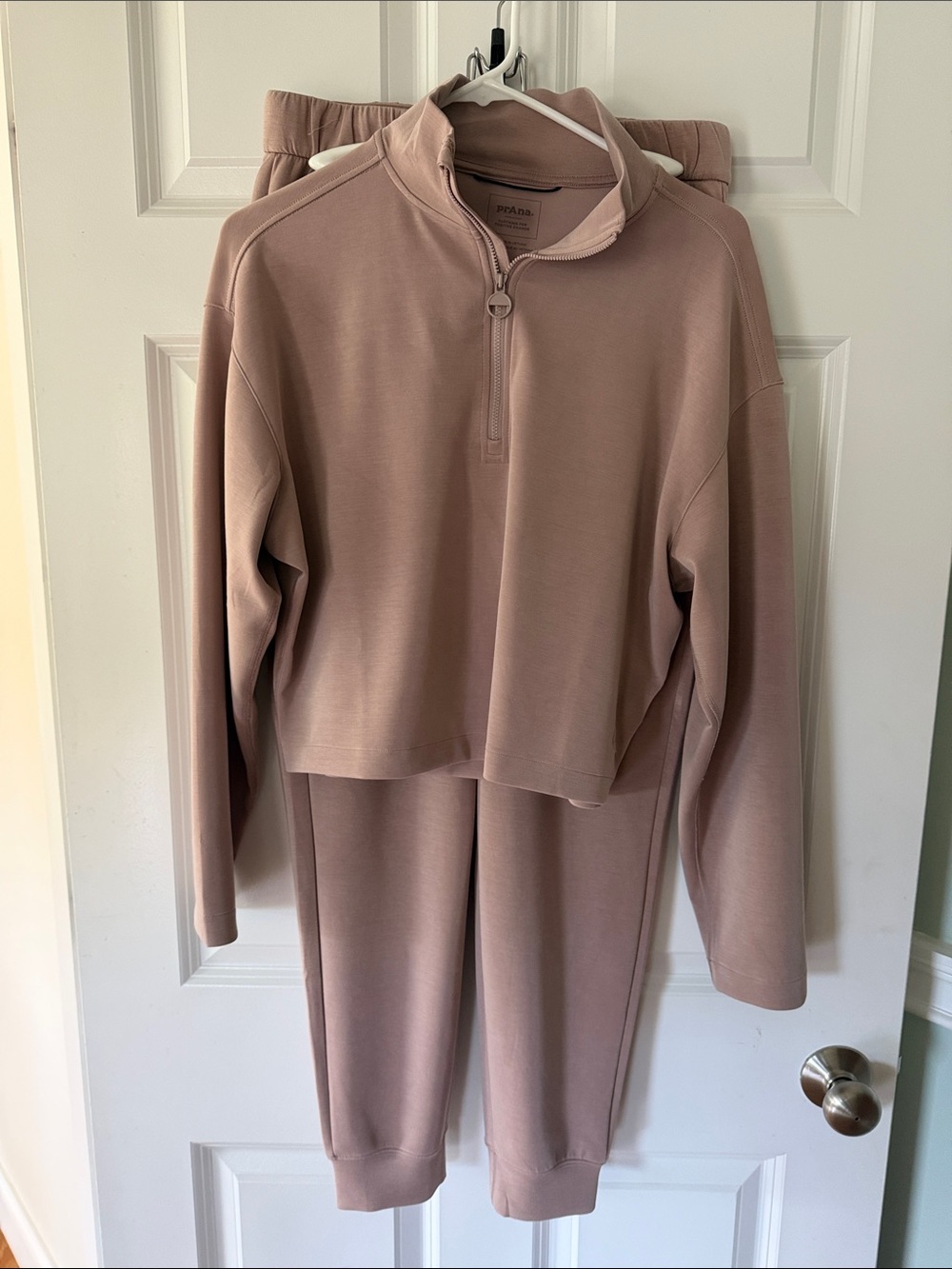 Prana Women's Dusty Rose Quarter-Zip Pullover and Joggers Set